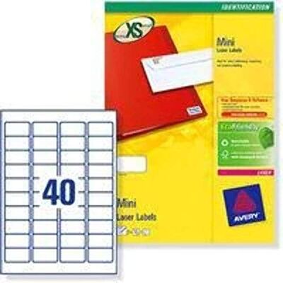 Avery JamFREE, mini etichette multiuso, stampabili, personalizzabili, 45,7 x 25,4 mm, bianche, 40 etichette per foglio, 1000 etichette vuote per confezione () Avery JamFREE, mini etichette multiuso, stampabili, personalizzabili, 45,7 x 25,4 mm, bianche, 40 etichette per foglio, 1000 etichette vuote per confezione ()