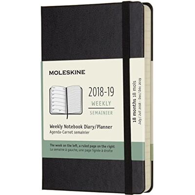 Moleskine 2018 2019 Agenda Settimanale 18 Mesi, con Spazio per Note, Tascabile, Copertina Rigida, Nero Moleskine 2018 2019 Agenda Settimanale 18 Mesi, con Spazio per Note, Tascabile, Copertina Rigida, Nero