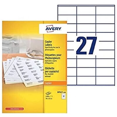 Avery Office Etichette multiuso rettangolari 70 x 31 mm, confezione da 2.700 pezzi, colore: Bianco Avery Office Etichette multiuso rettangolari 70 x 31 mm, confezione da 2.700 pezzi, colore: Bianco