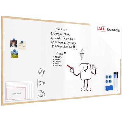 ALLboards Lavagna Bianca Magnetica con Cornice in Legno 180x100cm Scrivibile e Cancellabile a Secco, a Parete ALLboards Lavagna Bianca Magnetica con Cornice in Legno 180x100cm Scrivibile e Cancellabile a Secco, a Parete