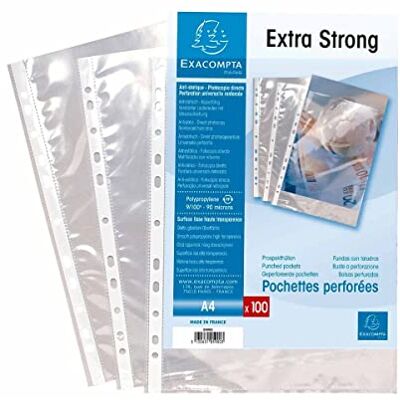 Exacompta Rif. 5900E Cartone da 1000 buste perforate in PP liscio, perforazione universale, 11 fori, dimensioni 23 x 30,5 cm, formato A4, colori cristallo Exacompta Rif. 5900E Cartone da 1000 buste perforate in PP liscio, perforazione universale, 11 fori, dimensioni 23 x 30,5 cm, formato A4, colori cristallo