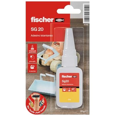 Fischer Adesivo Istantaneo SG 20 gr, Cianoacrilato, Super Colla Ultrarapida Attaccatutto Non si Occlude la Punta per Gomma, Plastica, Pelle, Legno, Ceramica Fischer Adesivo Istantaneo SG 20 gr, Cianoacrilato, Super Colla Ultrarapida Attaccatutto Non si Occlude la Punta per Gomma, Plastica, Pelle, Legno, Ceramica