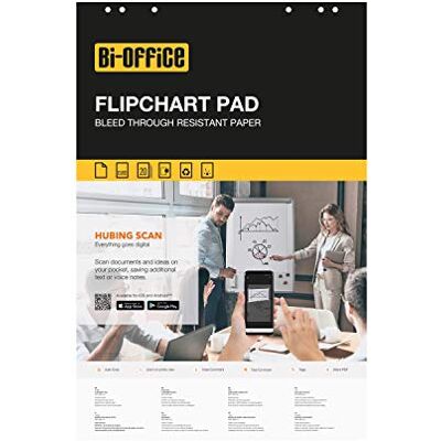 Bi-Office Blocco Per Lavagna di Carta Euro, Bianca, 50 Fogli per Blocco, Lato Superiore Perforato, 55 g/mq, Confezione da 5 Bi-Office Blocco Per Lavagna di Carta Euro, Bianca, 50 Fogli per Blocco, Lato Superiore Perforato, 55 g/mq, Confezione da 5