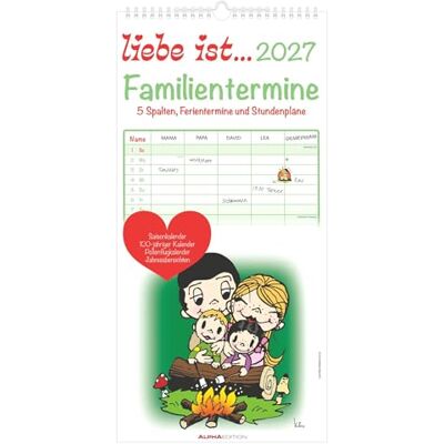 Alpha Liebe ist... Familientermine 2027: Familienkalender 22x45 cm mit 5 Spalten, liebevollen Illustrationen & Schulferien (DE/CH/AT) ideal für Paare, Eltern & Kinder Alpha Liebe ist... Familientermine 2027: Familienkalender 22x45 cm mit 5 Spalten, liebevollen Illustrationen & Schulferien (DE/CH/AT) ideal für Paare, Eltern & Kinder