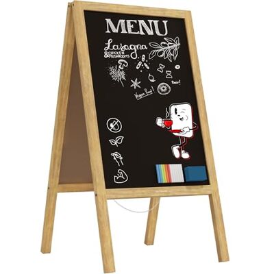 ALLboards Lavagna Nera da Gesso con Cavalletto 118x61cm legno naturale laccata, Struttura in Legno, Scrivibile con Gessetti e Pennarelli a Gesso, per Bar Ristoranti Locali ALLboards Lavagna Nera da Gesso con Cavalletto 118x61cm legno naturale laccata, Struttura in Legno, Scrivibile con Gessetti e Pennarelli a Gesso, per Bar Ristoranti Locali