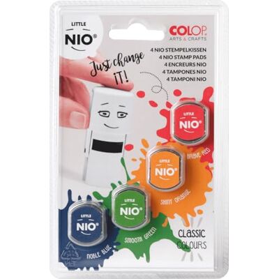 COLOP GLOREX Tamponi per timbri Little Nio, 4 Pezzi, 20 x 25 mm, in Colori Base, per Personalizzare i Vostri Articoli COLOP GLOREX Tamponi per timbri Little Nio, 4 Pezzi, 20 x 25 mm, in Colori Base, per Personalizzare i Vostri Articoli