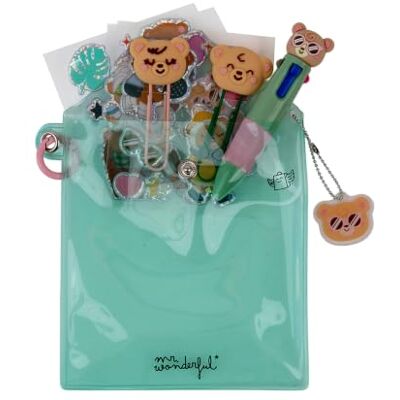 Mr. Wonderful Kit Per Decorare La Tua Agenda Bears Set Di Scrittura Con Mini Penna Multicolore 4 Inchiostri, 2 Clip Con Personaggi, 3 Fogli Di Sticker, Charm E Anello Per Appendere Mr. Wonderful Kit Per Decorare La Tua Agenda Bears Set Di Scrittura Con Mini Penna Multicolore 4 Inchiostri, 2 Clip Con Personaggi, 3 Fogli Di Sticker, Charm E Anello Per Appendere