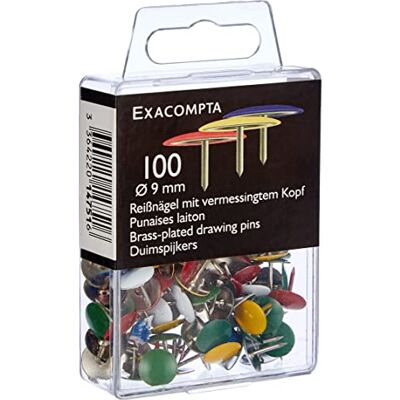Exacompta Ref. 14751E Confezione da 100 spilli Altezza punta 9 mm Diametro 9 mm Per fissare biglietti, foto, poster, documenti, cornici, ghirlande 5 colori assortiti Exacompta Ref. 14751E Confezione da 100 spilli Altezza punta 9 mm Diametro 9 mm Per fissare biglietti, foto, poster, documenti, cornici, ghirlande 5 colori assortiti