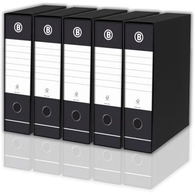 LogicaShop DOX Faldoni Portadocumenti Ufficio con Custodia, Raccoglitore ad Anelli A4, Dorso 8, Formato Commerciale, 32 cm Altezza, Classificatori Dossier Archivio Fatture e Documenti, 5 Pz (Nero) LogicaShop DOX Faldoni Portadocumenti Ufficio con Custodia, Raccoglitore ad Anelli A4, Dorso 8, Formato Commerciale, 32 cm Altezza, Classificatori Dossier Archivio Fatture e Documenti, 5 Pz (Nero)