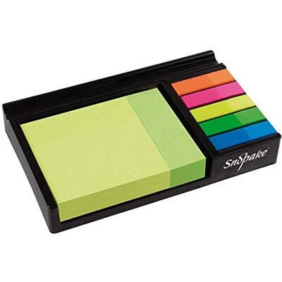 Snopake Set memo da scrivania con foglietti adesivi neon ed evidenziatori con vassoio nero/colori assortiti , 76 mm x 76 mm Snopake Set memo da scrivania con foglietti adesivi neon ed evidenziatori con vassoio nero/colori assortiti , 76 mm x 76 mm