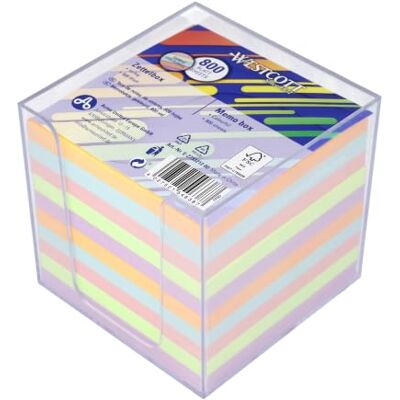 Westcott Scatola portanote pastello 800 fogli box trasparente 9 x 9 cm Foglietti memo FSC-Mix (FSC® C189289) 90 x 90 mm Box 95 x 95 mm Westcott Scatola portanote pastello 800 fogli box trasparente 9 x 9 cm Foglietti memo FSC-Mix (FSC® C189289) 90 x 90 mm Box 95 x 95 mm
