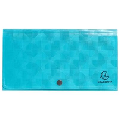 Exacompta Rif. 1 raccoglitore per valigia midi Pop'N Co copertina e interno in PP dorso estensibile chiusura con bottone a pressione 7 scomparti dim 26x14 cm colore ciano Exacompta Rif. 1 raccoglitore per valigia midi Pop'N Co copertina e interno in PP dorso estensibile chiusura con bottone a pressione 7 scomparti dim 26x14 cm colore ciano
