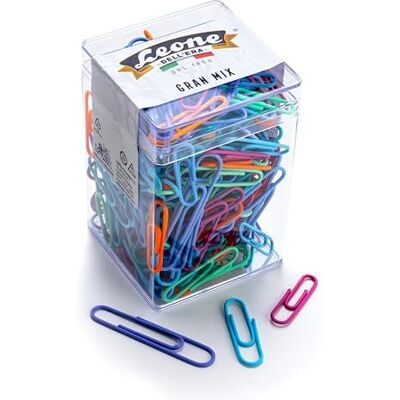 Dell Fermagli "Gran Mix" dimensioni miste in Scatola trasparente, 125 g., Colorati Plastificati Dell Fermagli "Gran Mix" dimensioni miste in Scatola trasparente, 125 g., Colorati Plastificati