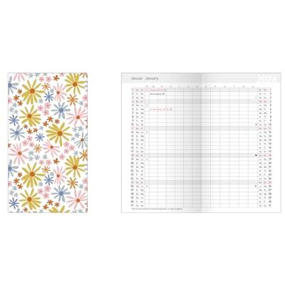 Idena Agenda tascabile 2026 in formato 8,7 x 15,3 cm, 1 mese su 2 pagine, agenda con copertina flessibile con motivo floreale e quaderno per indirizzi Idena Agenda tascabile 2026 in formato 8,7 x 15,3 cm, 1 mese su 2 pagine, agenda con copertina flessibile con motivo floreale e quaderno per indirizzi