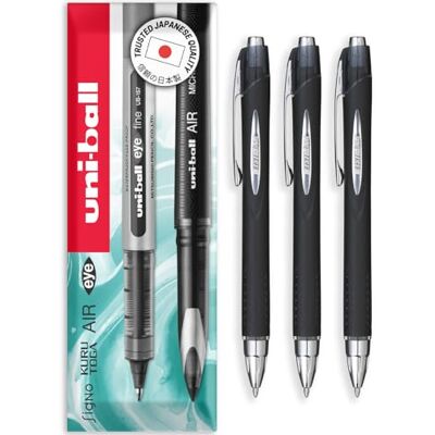 Uni-Ball Penna rollerball SXN-210 Jetstream RT, inchiostro nero resistente alle sbavature e a prova di manomissione, sfera da 1,0 mm, impugnatura in gomma, confezione da 3 pezzi Uni-Ball Penna rollerball SXN-210 Jetstream RT, inchiostro nero resistente alle sbavature e a prova di manomissione, sfera da 1,0 mm, impugnatura in gomma, confezione da 3 pezzi