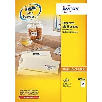 Avery Etichette autoadesive multiuso 100 fogli 50x50 bianco Avery Etichette autoadesive multiuso 100 fogli 50x50 bianco