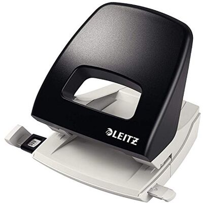 Leitz Pratica Perforatrice da Ufficio Standard, Capacità fino a 25 Fogli, Nero, Metallo, Guida di Arresto con Barra di Selezione del Formato, Gamma NeXXt, 50050095 Leitz Pratica Perforatrice da Ufficio Standard, Capacità fino a 25 Fogli, Nero, Metallo, Guida di Arresto con Barra di Selezione del Formato, Gamma NeXXt, 50050095