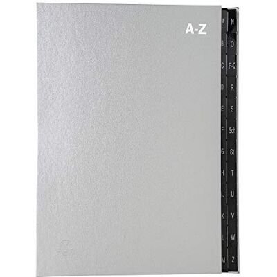Exacompta Cartella portadocumenti riciclata, in cartone extra resistente, 24 scomparti dalla A alla Z, per DIN A4, con linguette rinforzate in plastica, colore: argento Exacompta Cartella portadocumenti riciclata, in cartone extra resistente, 24 scomparti dalla A alla Z, per DIN A4, con linguette rinforzate in plastica, colore: argento