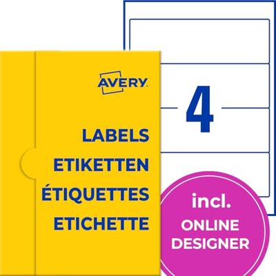 Avery Etichette per raccoglitori (200 cartelline bianche sul dorso, 61 x 192 mm su A4, larghe/corte, autoadesive, assolutamente opache, stampabili personalizzabili), 50 fogli, Avery Etichette per raccoglitori (200 cartelline bianche sul dorso, 61 x 192 mm su A4, larghe/corte, autoadesive, assolutamente opache, stampabili personalizzabili), 50 fogli,