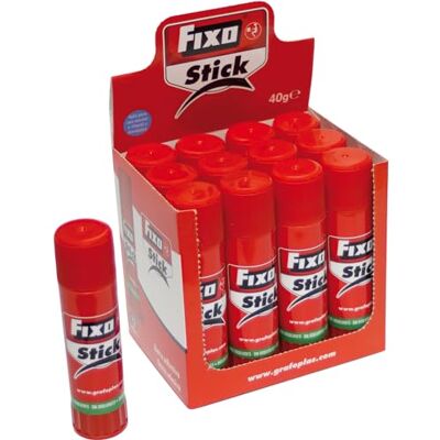 FIXO Stick Confezione da 12 colle barra scolastica 40 g Adatto per uso infantile Senza solventi Lavabile Materiale scolastico perfetto per l'uso su artigianato per bambini FIXO Stick Confezione da 12 colle barra scolastica 40 g Adatto per uso infantile Senza solventi Lavabile Materiale scolastico perfetto per l'uso su artigianato per bambini