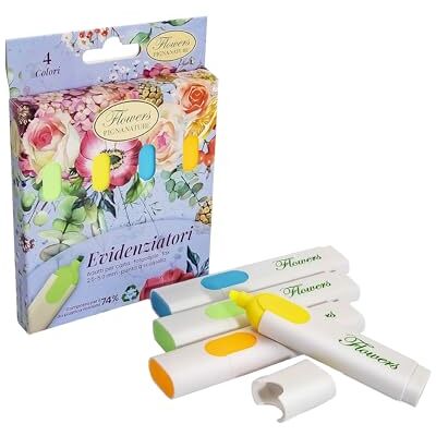 Pigna Confezione 4 evidenziatori NATURE FLOWERS 4 Colori (verde, giallo, blu, arancio) Punta a scalpello Pigna Confezione 4 evidenziatori NATURE FLOWERS 4 Colori (verde, giallo, blu, arancio) Punta a scalpello