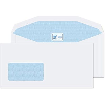 Blake Everyday 114 x 235 mm 90 g/m2 Portafoglio per spedizioni Gommato () Bianco, Confezione da 500 Blake Everyday 114 x 235 mm 90 g/m2 Portafoglio per spedizioni Gommato () Bianco, Confezione da 500