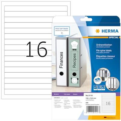 HERMA 5118 Etichette bianche - Rettangolari, A4, 192x16.9mm HERMA 5118 Etichette bianche - Rettangolari, A4, 192x16.9mm
