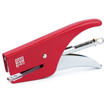 Sax Cucitrice , per 20 fogli, per n. 6/4 graffette, rossa, Cucitura chiusa, in metallo, robusta ed efficiente, qualità eccellente Sax Cucitrice , per 20 fogli, per n. 6/4 graffette, rossa, Cucitura chiusa, in metallo, robusta ed efficiente, qualità eccellente