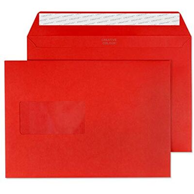 Blake Colour 162 x 229 mm 120 g/m2 Portafoglio Stacca e sigilla () Rosso cassetta postale, Confezione da 500 Blake Colour 162 x 229 mm 120 g/m2 Portafoglio Stacca e sigilla () Rosso cassetta postale, Confezione da 500