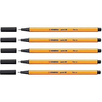 STABILO Point 88 Fineliner - Nero - 0,4mm - Inchiostro resistente all'acqua STABILO Point 88 Fineliner - Nero - 0,4mm - Inchiostro resistente all'acqua