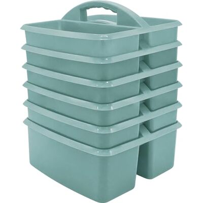 Teacher Created Resources Confezione da 6 contenitori portatili in plastica blu calmante per aule, camera dei bambini e organizzazione dell'ufficio, 3 scomparti Teacher Created Resources Confezione da 6 contenitori portatili in plastica blu calmante per aule, camera dei bambini e organizzazione dell'ufficio, 3 scomparti