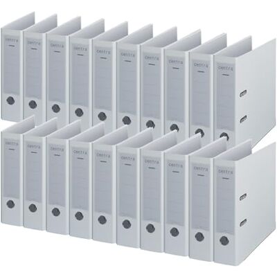 Leitz Centra Cartellina standard (cartone grigio RC, laminata con pellicola in polipropilene, formato A4, larghezza dorso 8 cm, cromata), bianco, confezione da 20 Leitz Centra Cartellina standard (cartone grigio RC, laminata con pellicola in polipropilene, formato A4, larghezza dorso 8 cm, cromata), bianco, confezione da 20