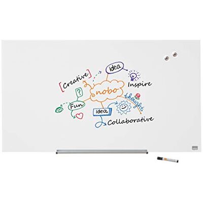 Nobo Diamond Lavagna Magnetica in Vetro, 993 X 559 mm, Pennarello Incluso, Magneti e Kit di Montaggio, Bianco, Nobo Diamond Lavagna Magnetica in Vetro, 993 X 559 mm, Pennarello Incluso, Magneti e Kit di Montaggio, Bianco,