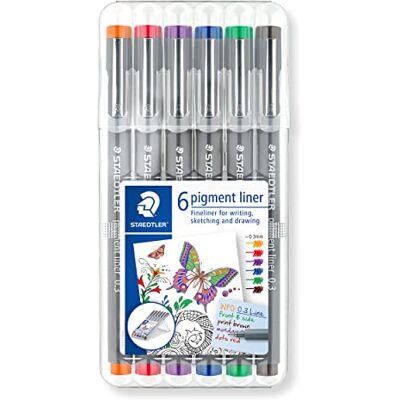 Staedtler Pigment Liner Penne Gel Colorate ad Asciugatura Rapida, Penne Punta Fine Ideali per Disegno Tecnico e Scrittura, Set Penne Indelebili per Cancelleria Scuola Università e Ufficio, 6 Pezzi Staedtler Pigment Liner Penne Gel Colorate ad Asciugatura Rapida, Penne Punta Fine Ideali per Disegno Tecnico e Scrittura, Set Penne Indelebili per Cancelleria Scuola Università e Ufficio, 6 Pezzi