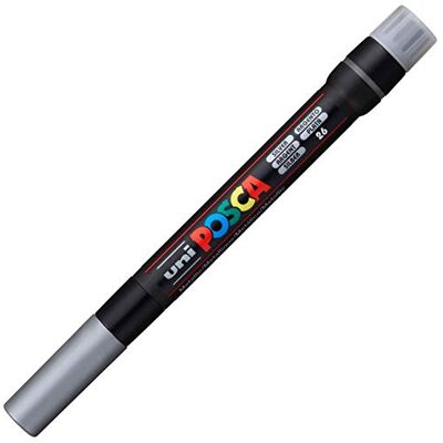 Posca 181682 Pennarello con punta a pennello, argento Pennarello con inchiostro a base d'acqua a pigmenti, punta a pennello flessibile da 1 a 10 mm Posca 181682 Pennarello con punta a pennello, argento Pennarello con inchiostro a base d'acqua a pigmenti, punta a pennello flessibile da 1 a 10 mm