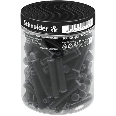 Schneider Inchiostro Cartuccia Contenitore 100-Pezzo Set, Nero Schneider Inchiostro Cartuccia Contenitore 100-Pezzo Set, Nero