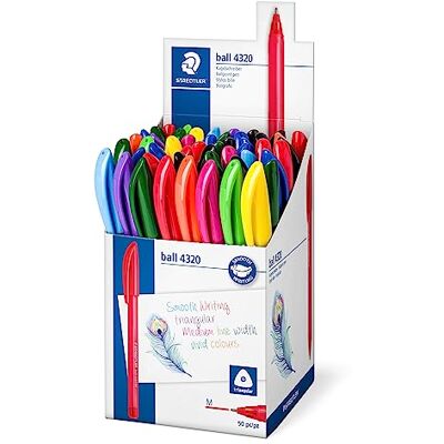 Staedtler 4320 MKP50 Stick Rainbow Penna a sfera, confezione da 50, colori assortiti Staedtler 4320 MKP50 Stick Rainbow Penna a sfera, confezione da 50, colori assortiti