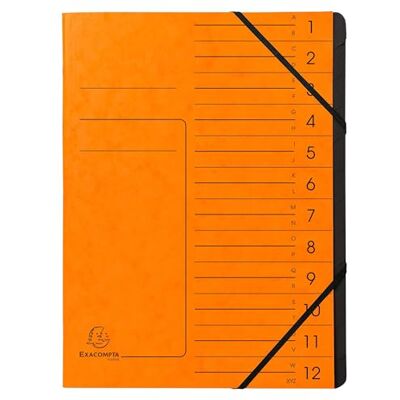 Exacompta Rif. 541204E Cartone da 10 raccoglitori con dorso aggraffato, con elastico, copertina stampata in carta lucida e interna in carta riciclata nera, 12 scomparti, 24,5 x 32 cm, A4 Exacompta Rif. 541204E Cartone da 10 raccoglitori con dorso aggraffato, con elastico, copertina stampata in carta lucida e interna in carta riciclata nera, 12 scomparti, 24,5 x 32 cm, A4