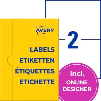 Avery Etichette con nome (100 adesivi per nome, 210 x 148 mm, formato A4, autoadesive, stampabili, in seta acetata per stampanti laser, rimovibili senza residui), 50 fogli, colore Avery Etichette con nome (100 adesivi per nome, 210 x 148 mm, formato A4, autoadesive, stampabili, in seta acetata per stampanti laser, rimovibili senza residui), 50 fogli, colore