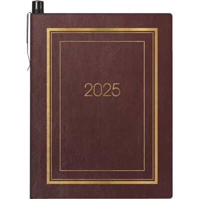 BRUNNEN Agenda tascabile modello 713 (2025), 2 pagine = 1 settimana, A7, 160 pagine, copertina morbida con bordo in oro decorativo, bordeaux BRUNNEN Agenda tascabile modello 713 (2025), 2 pagine = 1 settimana, A7, 160 pagine, copertina morbida con bordo in oro decorativo, bordeaux