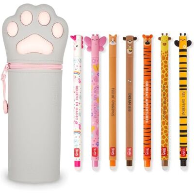 Legami Set di 7 penne gel cancellabili + portapenne 2 in 1 con inchiostro cancellabile termosensibile, gamma di colori di inchiostro e design del fusto, punta da 0,7 mm (gatto) Legami Set di 7 penne gel cancellabili + portapenne 2 in 1 con inchiostro cancellabile termosensibile, gamma di colori di inchiostro e design del fusto, punta da 0,7 mm (gatto)