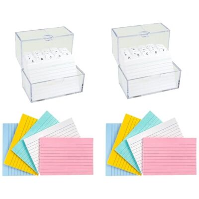 TSI Set di 2 scatole per schedari A7, con un totale di 400 schede A7 (105 x 74 mm) e registro A-Z, dimensioni scatola per carte (larghezza x profondità x altezza 12 x 7 x 9,5 cm), art. n. TSI Set di 2 scatole per schedari A7, con un totale di 400 schede A7 (105 x 74 mm) e registro A-Z, dimensioni scatola per carte (larghezza x profondità x altezza 12 x 7 x 9,5 cm), art. n.