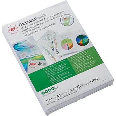 GBC Pouch Confezione da 100 Buste per Plastificazione a Caldo, con Finitura Lucida, in Formato A3, Spessore di 2 x 175 Micron, 303 x 426 x 2 mm, 3200746 GBC Pouch Confezione da 100 Buste per Plastificazione a Caldo, con Finitura Lucida, in Formato A3, Spessore di 2 x 175 Micron, 303 x 426 x 2 mm, 3200746
