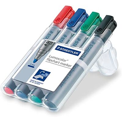 Staedtler Lumocolor Flipchart Marker 356 Confezione da 4 pennarelli con custodia Staedtler Lumocolor Flipchart Marker 356 Confezione da 4 pennarelli con custodia