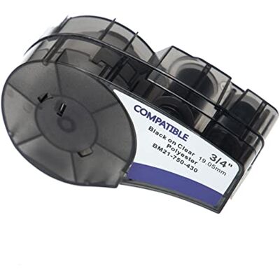 vhbw Cassetta nastro compatibile con Brady ID PAL, M210, M210-LAB, LABPAL etichettatrice 6,4m x 19,05 mm nero su trasparente, poliestere vhbw Cassetta nastro compatibile con Brady ID PAL, M210, M210-LAB, LABPAL etichettatrice 6,4m x 19,05 mm nero su trasparente, poliestere