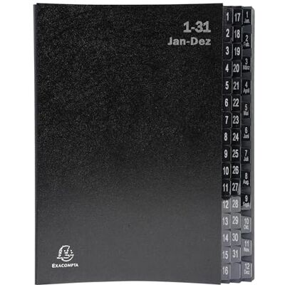 Exacompta Rif. 57044E Cartone da 4 raccoglitori Ordonator copertina rigida interno in carta riciclata linguette plastificate alfanumeriche da 1 a 31 e dalla A alla Z 32 scomparti 24 x 34 Exacompta Rif. 57044E Cartone da 4 raccoglitori Ordonator copertina rigida interno in carta riciclata linguette plastificate alfanumeriche da 1 a 31 e dalla A alla Z 32 scomparti 24 x 34