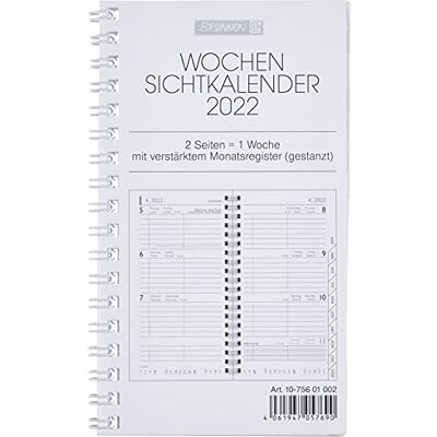 BRUNNEN Agenda tascabile, visualizzazione settimanale, modello 756, 2 pagine = 1 settimana, 8,7 x 15,3 cm, copertina in cartone, calendario 2022, rilegatura Wire-O BRUNNEN Agenda tascabile, visualizzazione settimanale, modello 756, 2 pagine = 1 settimana, 8,7 x 15,3 cm, copertina in cartone, calendario 2022, rilegatura Wire-O