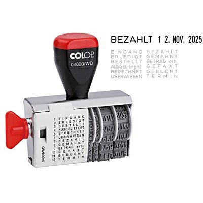 COLOP 04000/WD Timbro per nastro, 4 mm, data, 12 testi, 6 x 5 x 2 cm COLOP 04000/WD Timbro per nastro, 4 mm, data, 12 testi, 6 x 5 x 2 cm