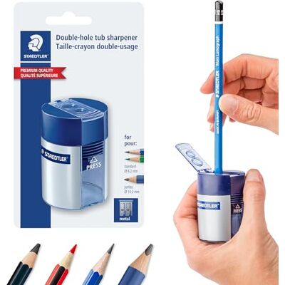 Staedtler Temperamatite 2 fori con contenitore blu Staedtler Temperamatite 2 fori con contenitore blu