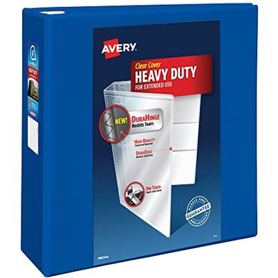Avery Raccoglitore a 3 anelli resistente, anello One Touch EZD da 10,2 cm, contiene carta da 21,6 x 28 cm, 1 raccoglitore blu Pacifico () Avery Raccoglitore a 3 anelli resistente, anello One Touch EZD da 10,2 cm, contiene carta da 21,6 x 28 cm, 1 raccoglitore blu Pacifico ()